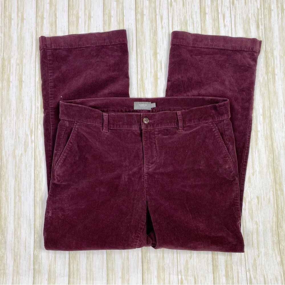Torrid Purple Burgundy Corduroy Bootcut High Rise Jeans